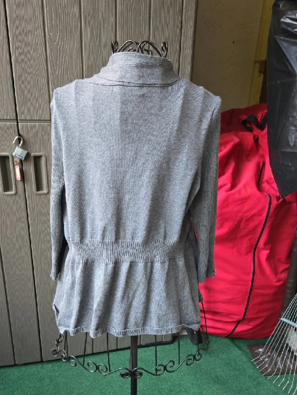 89th & Madison Light Gray Ribbed Open-Front Cardigan Jacket - Picture 5 of 7